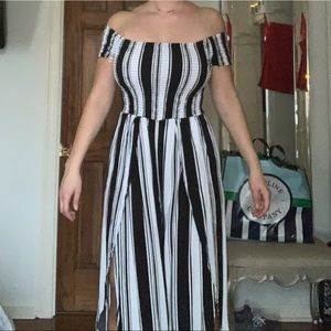 black & white striped strapless jumpsuit!